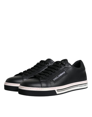 Herren Sneaker Low Top aus schwarzem Leder