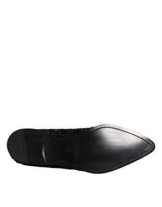 Schwarze verzierte Derby-Schuhe aus Wildleder