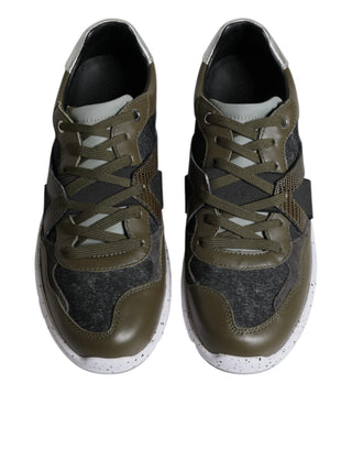 Mehrfarbige Low-Top-Sneaker aus Canvas und Leder
