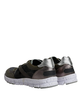 Mehrfarbige Low-Top-Sneaker aus Canvas und Leder