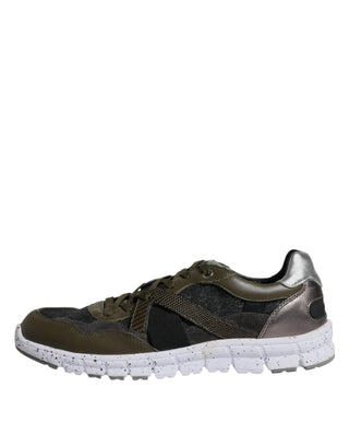 Mehrfarbige Low-Top-Sneaker aus Canvas und Leder