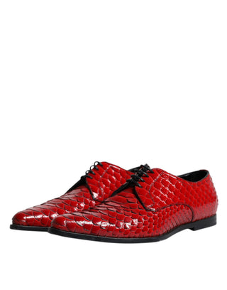 Rote strukturierte, lackierte Derby Herren-Business-Schuhe