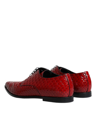 Rote strukturierte, lackierte Derby Herren-Business-Schuhe