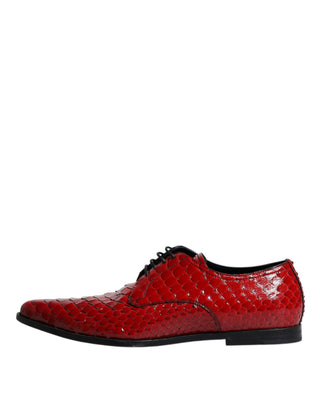 Rote strukturierte, lackierte Derby Herren-Business-Schuhe