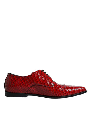 Rote strukturierte, lackierte Derby Herren-Business-Schuhe
