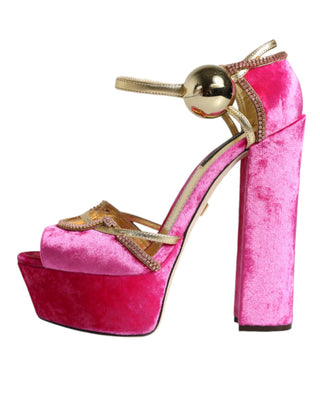 Pinke Samt Plateau Knöchelriemen High Heel Sandalen Schuhe