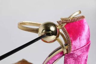 Pinke Samt Plateau Knöchelriemen High Heel Sandalen Schuhe