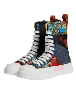 Mehrfarbige Patchwork-High-Top-Sneaker