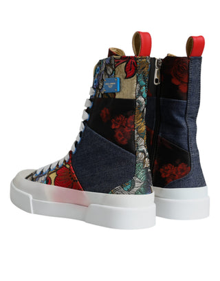 Mehrfarbige Patchwork-High-Top-Sneaker