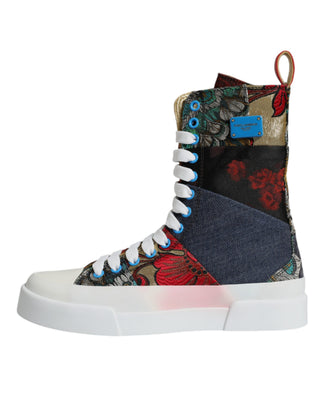 Mehrfarbige Patchwork-High-Top-Sneaker