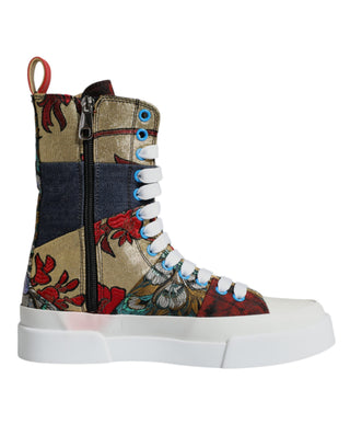 Mehrfarbige Patchwork-High-Top-Sneaker