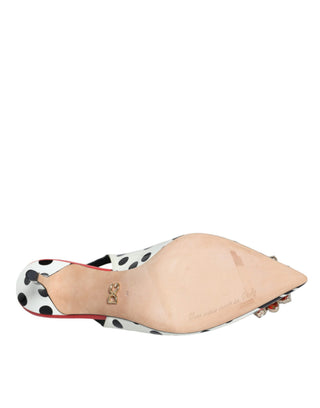 Mehrfarbige Leder-Kristall-Heels Slingback-Schuhe