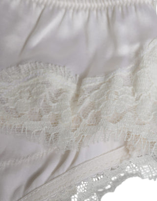 Weißer Seiden-Stretch-Panty Balconette-BH Unterwäsche