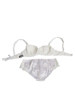 Weißer Seiden-Stretch-Panty Balconette-BH Unterwäsche