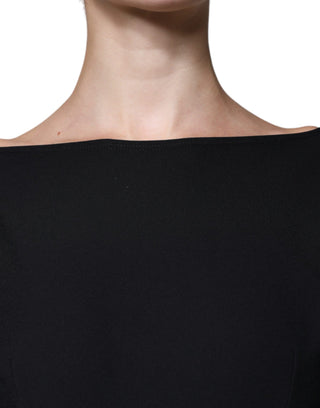 Schwarzes Mini-A-Linien-Kleid aus Viskose mit Cut-Outs und langen Ärmeln