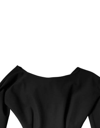 Schwarzes Mini-A-Linien-Kleid aus Viskose mit Cut-Outs und langen Ärmeln