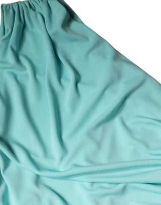 Hellblaues, langes drapiertes One-Shoulder-Jerseykleid