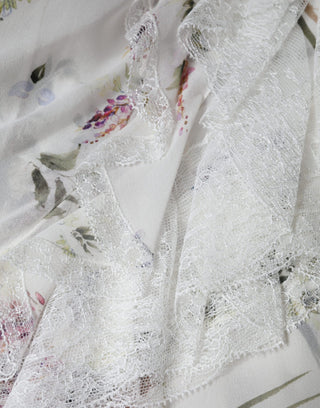 White Floral Ruffles Lace Long Sleeves Maxi Dress
