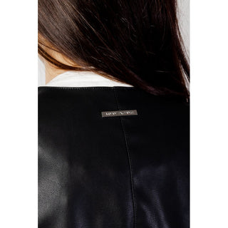 Black Polyester Leather Jacket