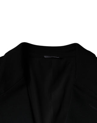 Blazer formal negro de lana, de un solo botón