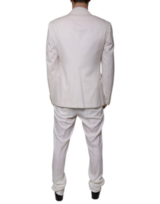 Weißer Anzug aus Wolle und Seide, dreiteilig, Slim Fit, für festliche Anlässe