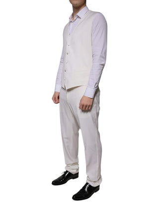 Weißer Anzug aus Wolle und Seide, dreiteilig, Slim Fit, für festliche Anlässe