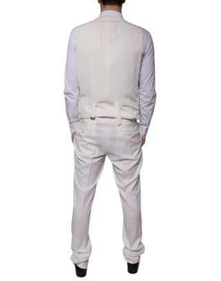 Weißer Anzug aus Wolle und Seide, dreiteilig, Slim Fit, für festliche Anlässe
