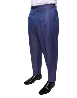 Blaue Anzughose aus Wolle mit schmal zulaufendem Bein
