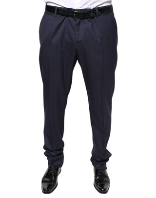 Schmale, elegante Hose aus blauer Wolle