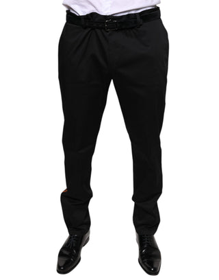 Schwarze schmale Herren-Anzughose aus Stretch-Baumwolle