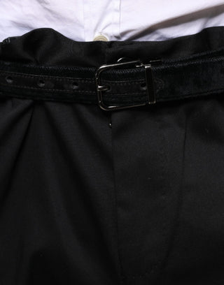 Schwarze schmale Herren-Anzughose aus Stretch-Baumwolle