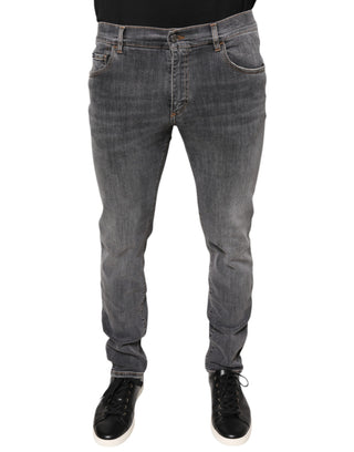 Dunkelgraue Stretch-Jeans aus Baumwolle