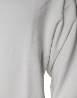 Weißer Logo-Baumwoll-Rundhals-Pullover