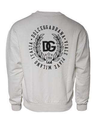 Weißer Logo-Baumwoll-Rundhals-Pullover