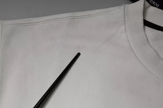 Weißer Logo-Baumwoll-Rundhals-Pullover