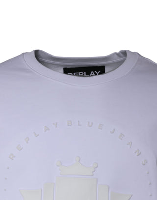 Herren-Sweatshirt mit Rundhalsausschnitt und geprägtem weißem Logo