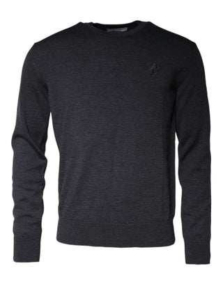 Suéter de cuello redondo de lana gris oscuro