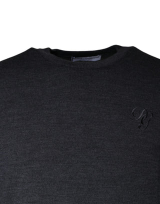 Suéter de cuello redondo de lana gris oscuro