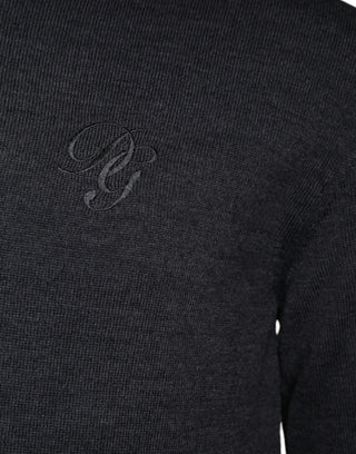 Suéter de cuello redondo de lana gris oscuro