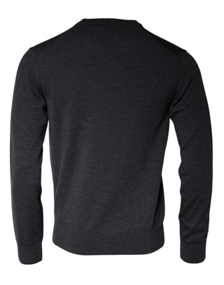 Suéter de cuello redondo de lana gris oscuro