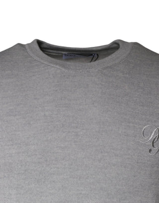 Suéter de cuello redondo de lana gris claro