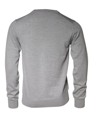 Suéter de cuello redondo de lana gris claro