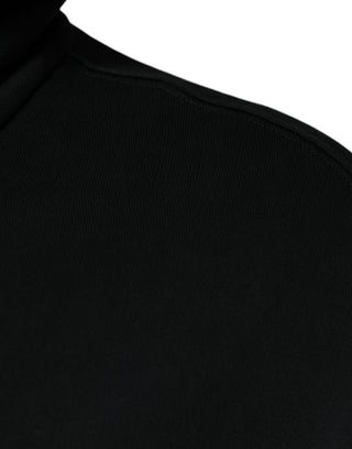 Schwarzer Kapuzenpullover mit Logo-Plakette und durchgehendem Reißverschluss
