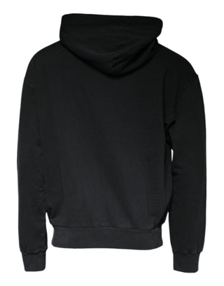 Schwarzer Kapuzenpullover mit Logo-Plakette und durchgehendem Reißverschluss