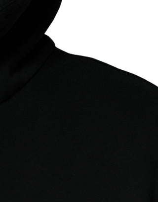 Schwarzer Kapuzenpullover mit durchgehendem Reißverschluss und Logo-Plakette