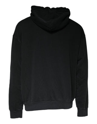 Schwarzer Kapuzenpullover mit durchgehendem Reißverschluss und Logo-Plakette
