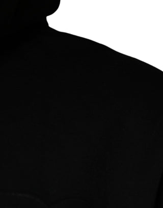 Schwarzer Baumwoll-Kapuzenpullover mit Tasche