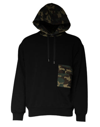 Schwarzer Kapuzenpullover im Camouflage-Muster