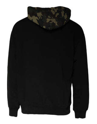 Schwarzer Kapuzenpullover im Camouflage-Muster