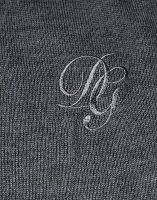 Dark Gray Wool Crew Neck Pullover Sweater